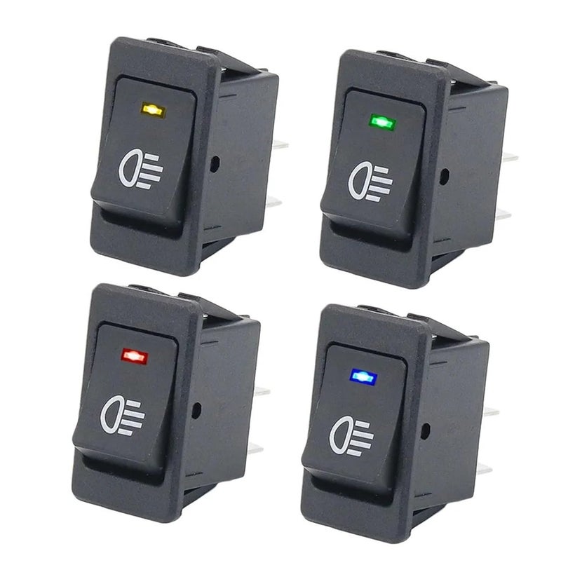 KCD4 Rocker Switch ON-Off 2 Position 4 Pins LED Push Button 12v 35A Automobile refitting Fog lamp Switch with Light(Green) - Image 1