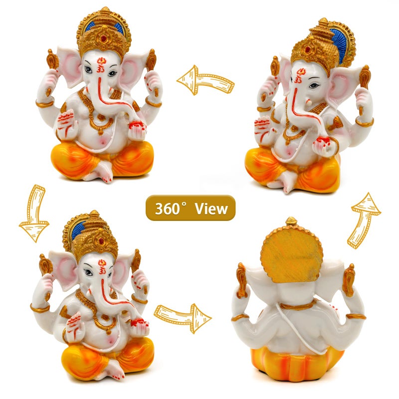 alikiki Hindu Lord Ganesha Idol - India God Ganesh Statue Diwali Gifts Indian Puja Items Home Temple Mandir Pooja Decor Car Decor Indian Wedding Diwali Birthday Gifts Yoga Room Altar Decor  - Image 2
