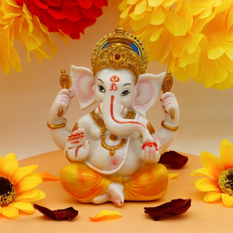 alikiki Hindu Lord Ganesha Idol - India God Ganesh Statue Diwali Gifts Indian Puja Items Home Temple Mandir Pooja Decor Car Decor Indian Wedding Diwali Birthday Gifts Yoga Room Altar Decor  - Image 3