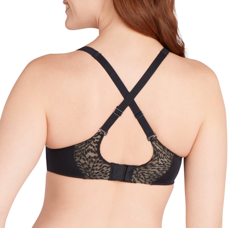 Bali Women's Comfort Revolution Soft Touch Perfect T-Shirt Underwire Bra DF3468 Black/Almond - Image 4