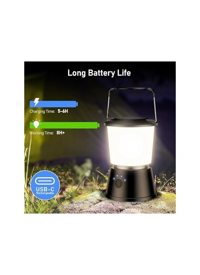 erorex LED Camping Lamp Portable, Super Bright Camping Lantern Rechargeable Tent Lamp with Hooks, 5 Light Modes, Continuously Dimmable, 8H+ Hours Duration, Emergency Light for Camping, Hiking, Power  - Image 5