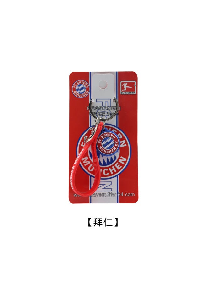 Bayern Chelsea Arsenal Liverpool Real Madrid Ball Club Double-sided Pvc Rope Keychain Football Fans Pendant