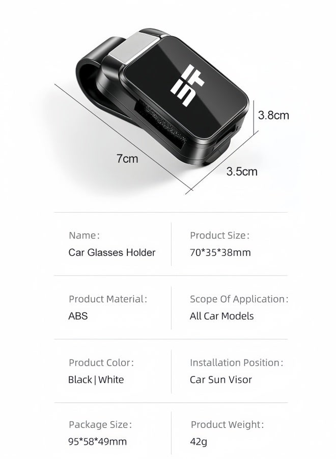 Car Visor Clip Compact Portable Car Sunglasses Holder with Alloy Buckle Multifunctional Practical Glasses Clip for Visor Accessories Interior Black Sunglass Holder for Auto Sunglasses - Image 5