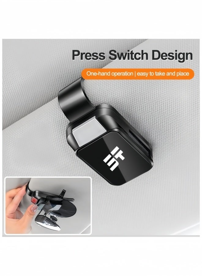 Car Visor Clip Compact Portable Car Sunglasses Holder with Alloy Buckle Multifunctional Practical Glasses Clip for Visor Accessories Interior Black Sunglass Holder for Auto Sunglasses - Image 2