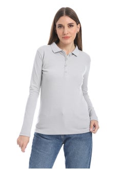 Andora Pique Patterned Polo Shirt_Grey  - Image 1