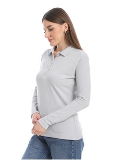 Andora Pique Patterned Polo Shirt_Grey  - Image 2