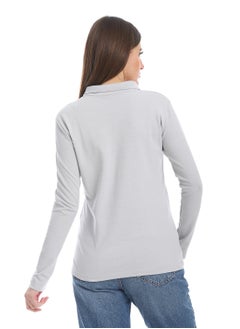 Andora Pique Patterned Polo Shirt_Grey  - Image 3