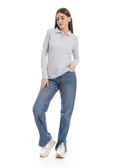 Andora Pique Patterned Polo Shirt_Grey  - Image 5