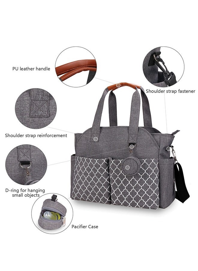 Arabest Baby Diaper Bag Tote with Changing Pad & Pacifier Case, Multi-Function Diaper Tote Bag for Women with Adjustable Strap for Traveling, and Outdoors (Polyester, Grey)  - Image 3