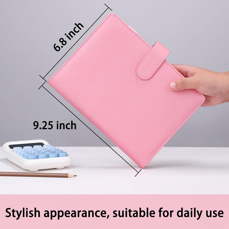 Antner A5 Notebook Binder 6 Ring Refillable Planner Cover for A5 Planner Inserts, PU Leather Loose Leaf Personal Organizer Aesthetic Photocard Holder Budget Binder with Magnetic Buckle, Glitter Pink - Image 5