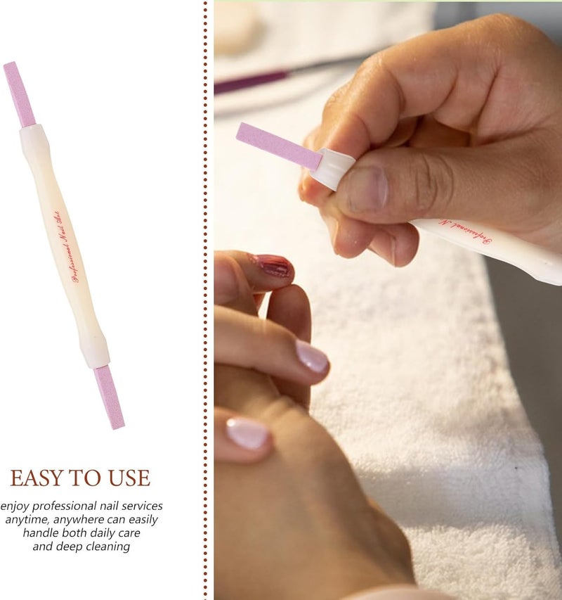 4pcs Double-Headed File and Cuticle Remover Pen Nail Polishing Stick Tool for Manicure Pedicure Household and Salon Use - Image 3