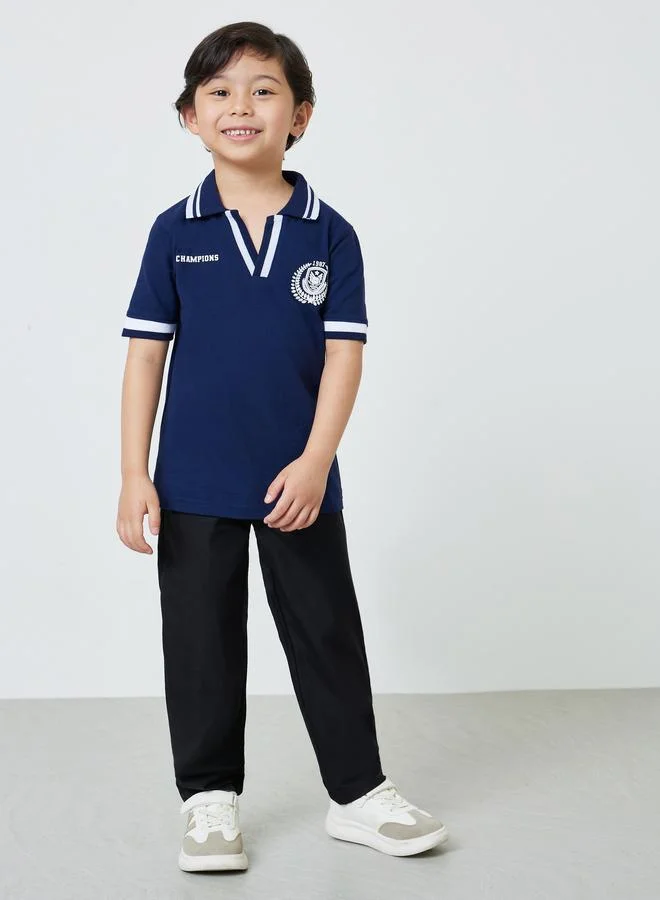 Styli Boys Contrast Rib Polo T-Shirt