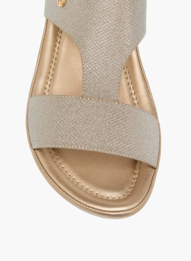 Flora Bella By Shoexpress Womens Textured Slip-On Sandals With Block Heels