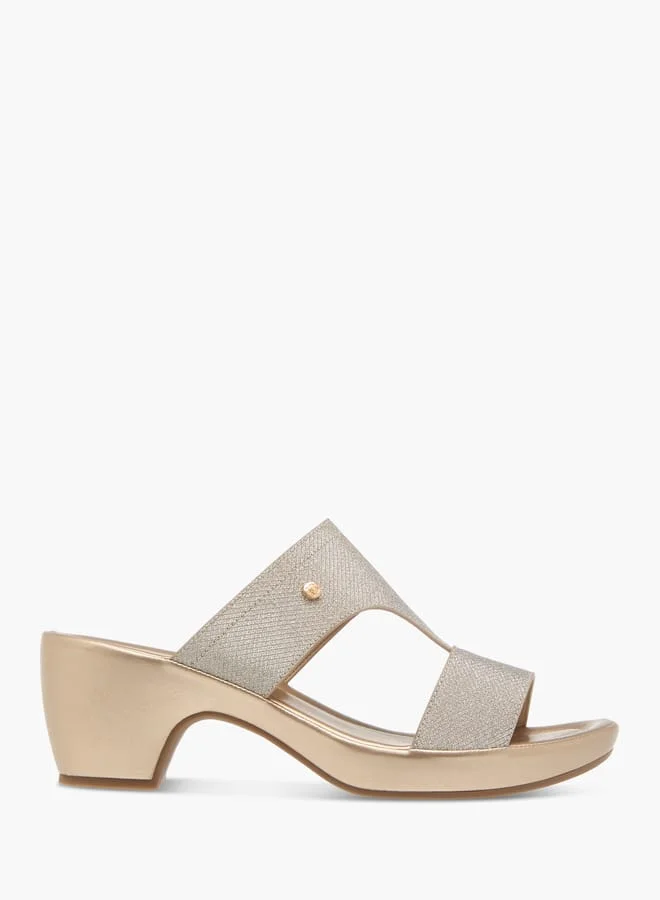 Flora Bella By Shoexpress Womens Textured Slip-On Sandals With Block Heels