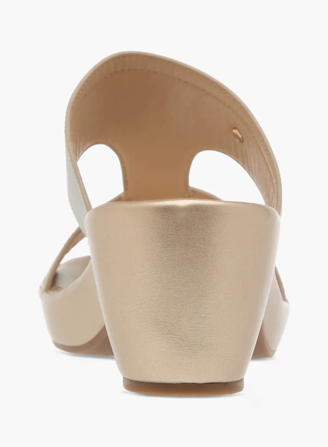 Flora Bella By Shoexpress Womens Textured Slip-On Sandals With Block Heels