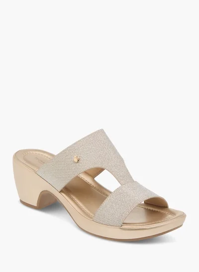 Flora Bella By Shoexpress Womens Textured Slip-On Sandals With Block Heels