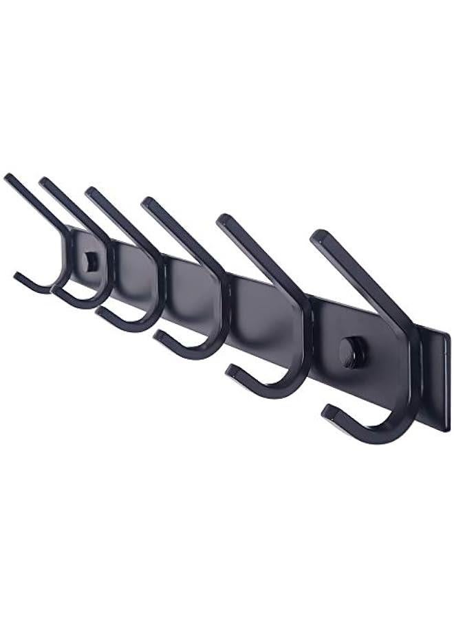 Arabest Coat Rack Wall Mounted,17-1/8 Inch Hooks for Hanging Coats,Heavy Duty Metal Hook Rail with 6 Double Dual Hooks Hanger Wall Mount for Purse Clothes Jacket Backpack Entryway,Black  - Image 1