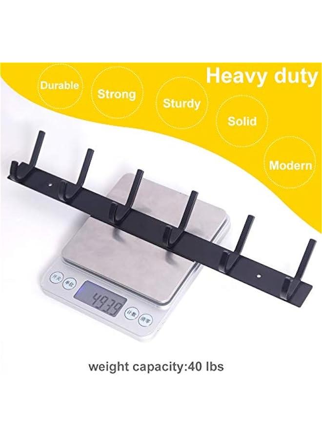 Arabest Coat Rack Wall Mounted,17-1/8 Inch Hooks for Hanging Coats,Heavy Duty Metal Hook Rail with 6 Double Dual Hooks Hanger Wall Mount for Purse Clothes Jacket Backpack Entryway,Black  - Image 3