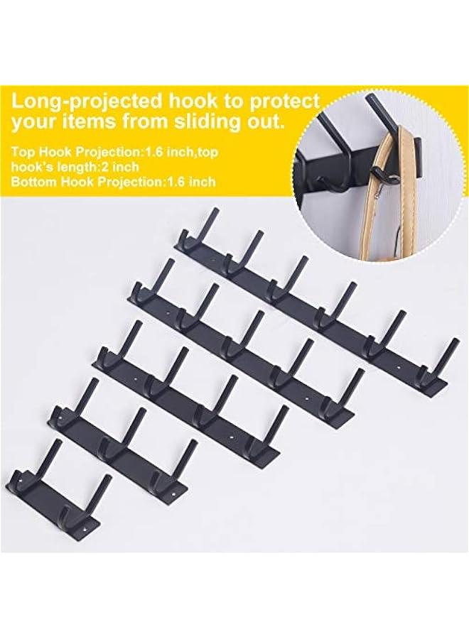 Arabest Coat Rack Wall Mounted,17-1/8 Inch Hooks for Hanging Coats,Heavy Duty Metal Hook Rail with 6 Double Dual Hooks Hanger Wall Mount for Purse Clothes Jacket Backpack Entryway,Black  - Image 4