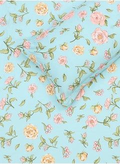 Status Contract Spring Summer Collection-Cotton Rich Double Bedsheet with 2 Pillow Covers for Bed Room, Home, Hotel-120 GSM, Blue-Pink Flowers, 210 X 215 Cm  - Image 5