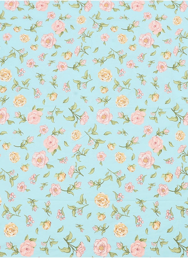 Status Contract Spring Summer Collection-Cotton Rich Double Bedsheet with 2 Pillow Covers for Bed Room, Home, Hotel-120 GSM, Blue-Pink Flowers, 210 X 215 Cm  - Image 4