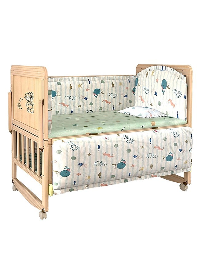 Beauenty 4 in 1 Baby Bassinet Baby Bedside Sleeper Wooden Bedside Cribs With Mattress Mosquito Net Sturdy Structure  for Newborn And Infant (102 * 90 * 60CM)  - Image 1