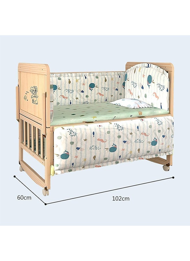 Beauenty 4 in 1 Baby Bassinet Baby Bedside Sleeper Wooden Bedside Cribs With Mattress Mosquito Net Sturdy Structure  for Newborn And Infant (102 * 90 * 60CM)  - Image 2