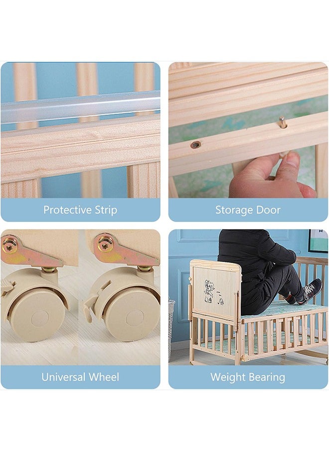 Beauenty 4 in 1 Baby Bassinet Baby Bedside Sleeper Wooden Bedside Cribs With Mattress Mosquito Net Sturdy Structure  for Newborn And Infant (102 * 90 * 60CM)  - Image 3