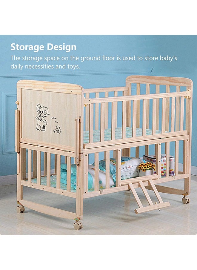 Beauenty 4 in 1 Baby Bassinet Baby Bedside Sleeper Wooden Bedside Cribs With Mattress Mosquito Net Sturdy Structure  for Newborn And Infant (102 * 90 * 60CM)  - Image 5