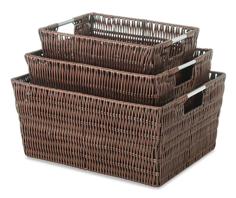 Whitmor Rattique Java Set of 3 Pieces Storage Baskets -Small (8.5"x11.4"x5.5"), Medium (9.8"x13"x6") and Large (11.4"x14.6"x6.5") - Image 4