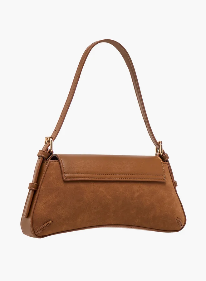Flora Bella By Shoexpress Women's Metal Accent Shoulder Bag with Flap Button Closure