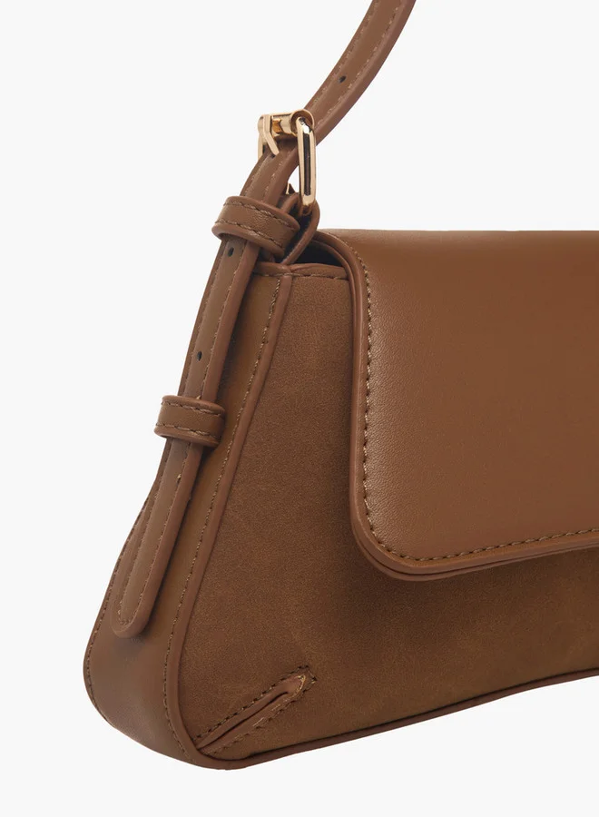 Flora Bella By Shoexpress Women's Metal Accent Shoulder Bag with Flap Button Closure