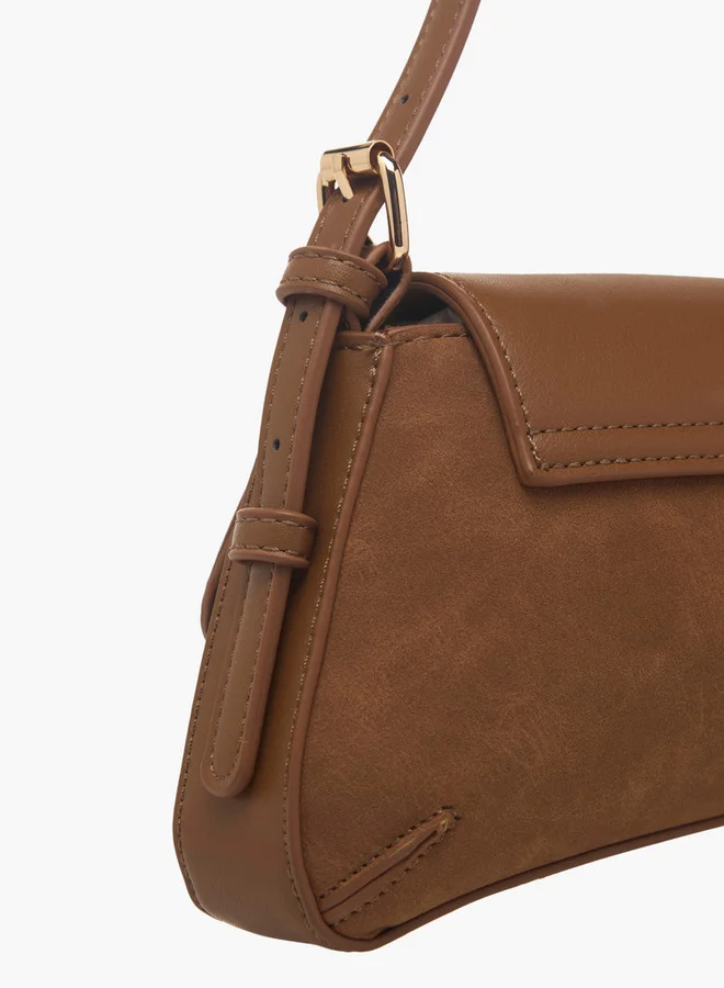 Flora Bella By Shoexpress Women's Metal Accent Shoulder Bag with Flap Button Closure