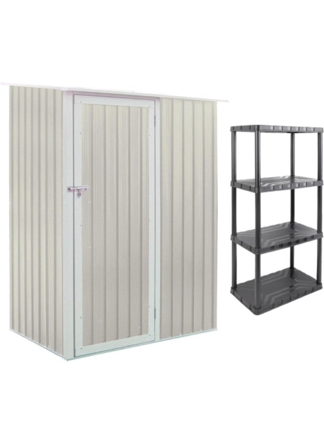 Cameltough - CamelTough Outdoor Metal Storage Shed, 4.7X3 feet, Garden Metal Shed. Perfect for Storing Garden Tools, Yard Tools, Tool Storage Shed for Courtyard, Lawn, Backyard with Warranty, Beige (Combo) - Image 1