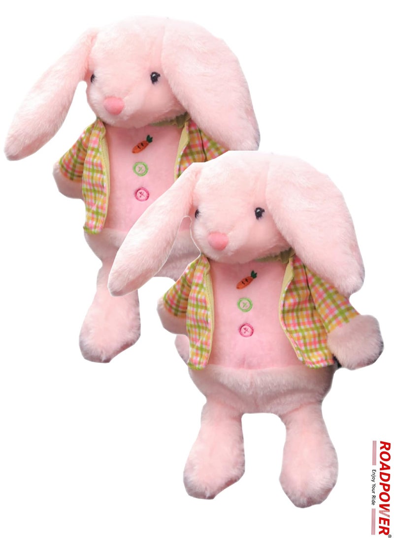 RoadPower Cute Bunny Car Tissue Box Holder Soft Plush Animal Tissue Dispenser Hanging Pouch Napkin Holder Rabbit Paper Storage Box For Car Home Bathroom 2 Pack - Image 1