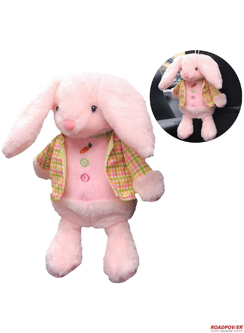 RoadPower Cute Bunny Car Tissue Box Holder Soft Plush Animal Tissue Dispenser Hanging Pouch Napkin Holder Rabbit Paper Storage Box For Car Home Bathroom 2 Pack - Image 5