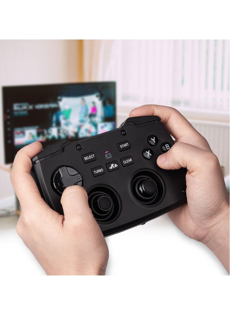 RK707 Mini Keyboard and Mouse Combo with Trackpad Media Keyboard Mouse with Game Controller 62-Key Rechargeable Backlit Turbo Vibration for PC Raspberry pi2 Android TV Google TV