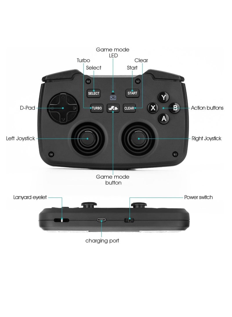 RK707 Mini Keyboard and Mouse Combo with Trackpad Media Keyboard Mouse with Game Controller 62-Key Rechargeable Backlit Turbo Vibration for PC Raspberry pi2 Android TV Google TV