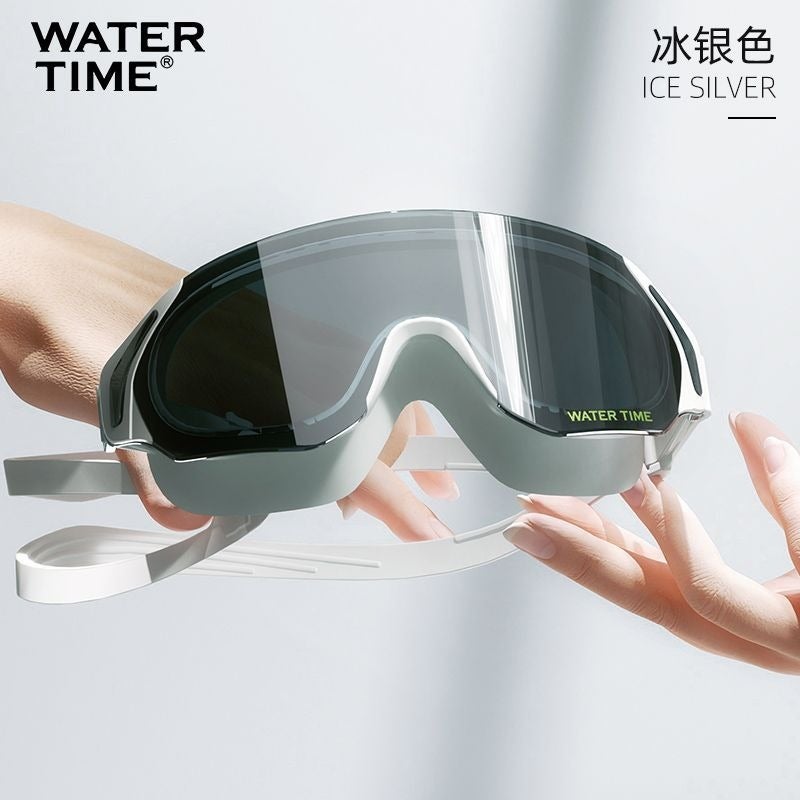 WaterTime Large Frame Swimming Goggles - HD Anti-Fog, Waterproof, Coated Swim Cap Set for Men and Women - Image 1
