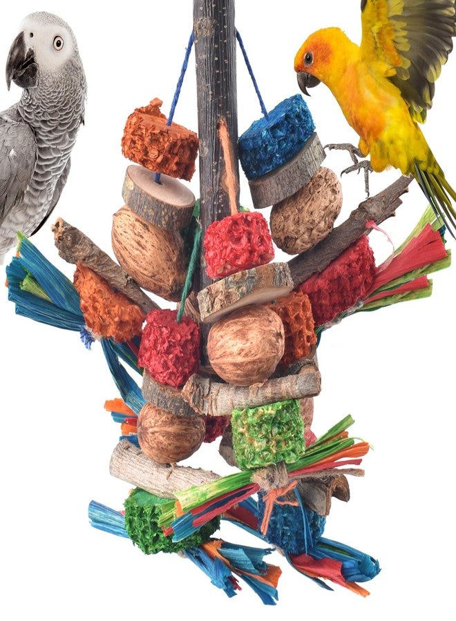 Bissap Bird Chew Toys, Natural Bark Corncob Nuts Parrot Toys and Treats for Conure Cockatoo Parakeet Budgies Cockatiel Lovebirds Pets Cage Bite Toy - Image 1