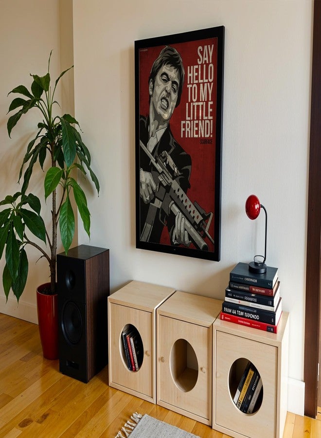 Waltractive ملصق فيلم Scarface مؤطر من الخشب الجذاب - آل باتشينو وتوني مونتانا - متوفر بمقاسين: 33×22 و48×33 سم - لوحة فنية كلاسيكية مؤطرة لمحبي السينما - Image 2