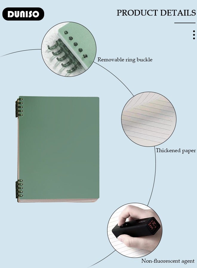 DUNISO A5 Binder Cover Notebook,Refillable Notebook Round Ring Binder with Stretch Buckle and Horizontal Core 60 Pieces, Waterproof and Durable Notebook Protector for School Home Office - Image 2