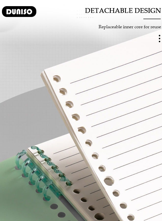 DUNISO A5 Binder Cover Notebook,Refillable Notebook Round Ring Binder with Stretch Buckle and Horizontal Core 60 Pieces, Waterproof and Durable Notebook Protector for School Home Office - Image 5