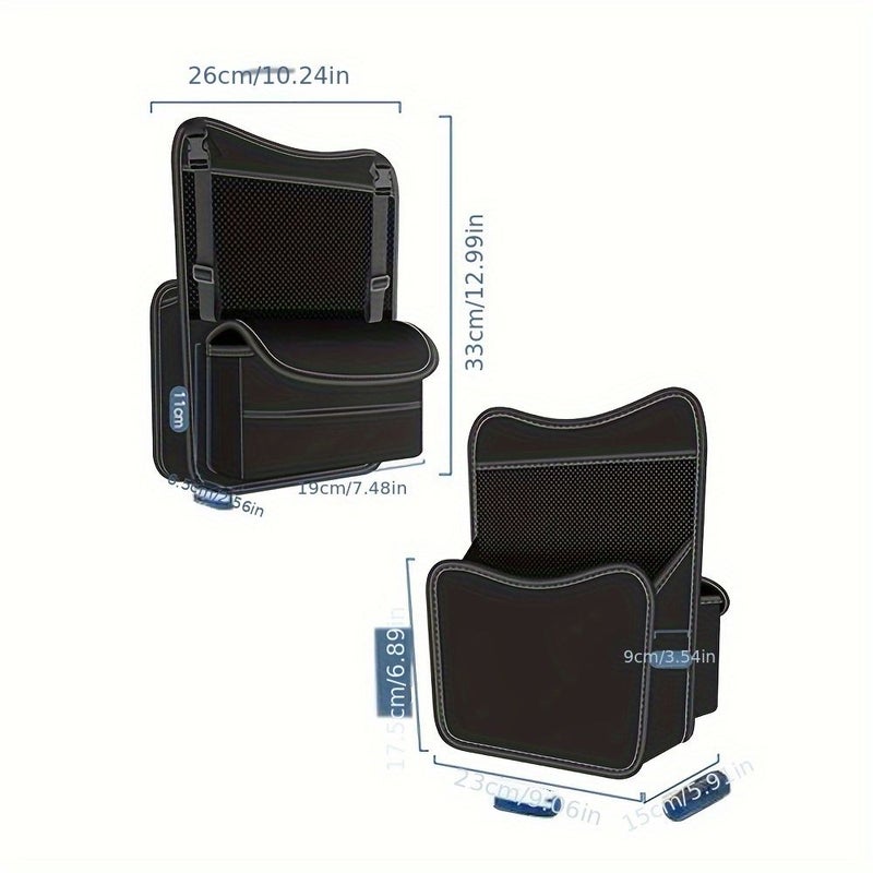 Black Faux Leather Car Middle Seat Storage Bag Tissue Holder - Image 2