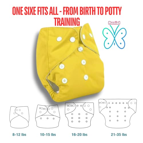 RENIAL Reusable Cloth Diapers For Kids Baby | Insert Washable freesize Leakage Proof | Cloth Diaper with Quick Dry For Baby Kids | UltraThin pads for babies between 3 months to 3 years ( pack of 1) Yellow - Image 5