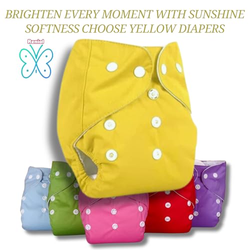 RENIAL Reusable Cloth Diapers For Kids Baby | Insert Washable freesize Leakage Proof | Cloth Diaper with Quick Dry For Baby Kids | UltraThin pads for babies between 3 months to 3 years ( pack of 1) Yellow - Image 4