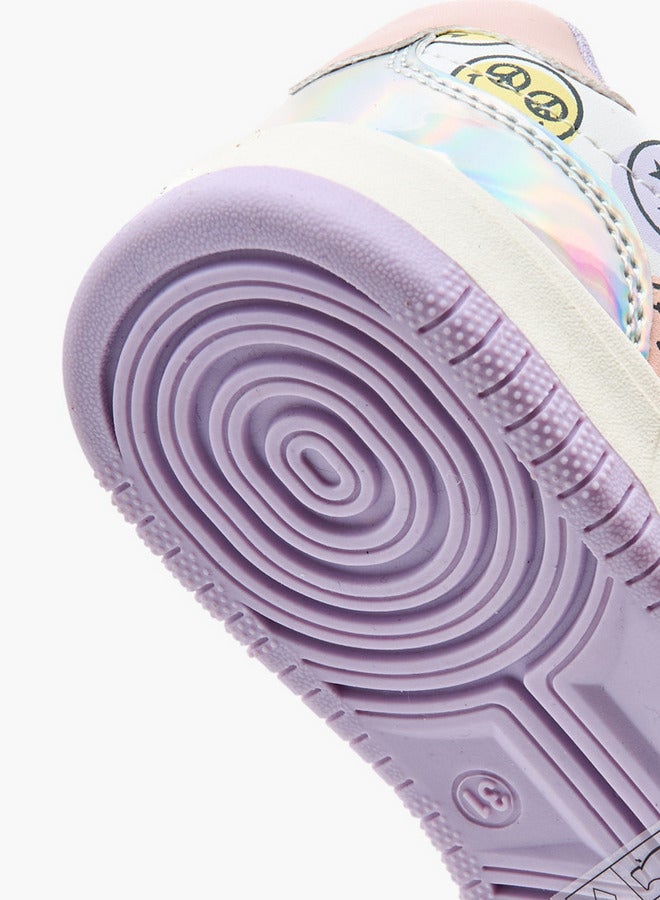 SMILEY Girls SmileyWorld Logo Print Sneakers with Hook and Loop Closure  - Image 5