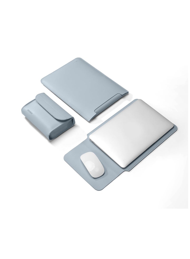 Excefore Laptop Sleeve Bag, Protective Laptop Sleeve Compatible with MacBook 12 inch, Polyester Vertical Case with Pocket, PU Bag with Small Case, Blue - Image 1