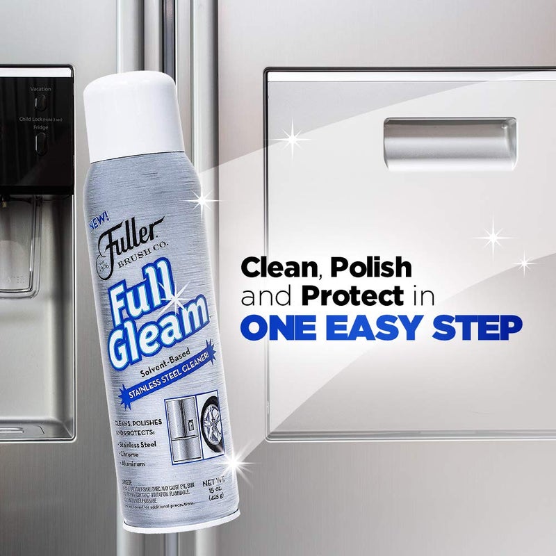 Fuller Brush Full Gleam Stainless Steel Cleaner â€“ 15 oz Spray for Appliances, Chrome, Aluminum & Sinks â€“ Cleans, Polishes & Protects Metal Surfaces (Pack of 1) - Image 4