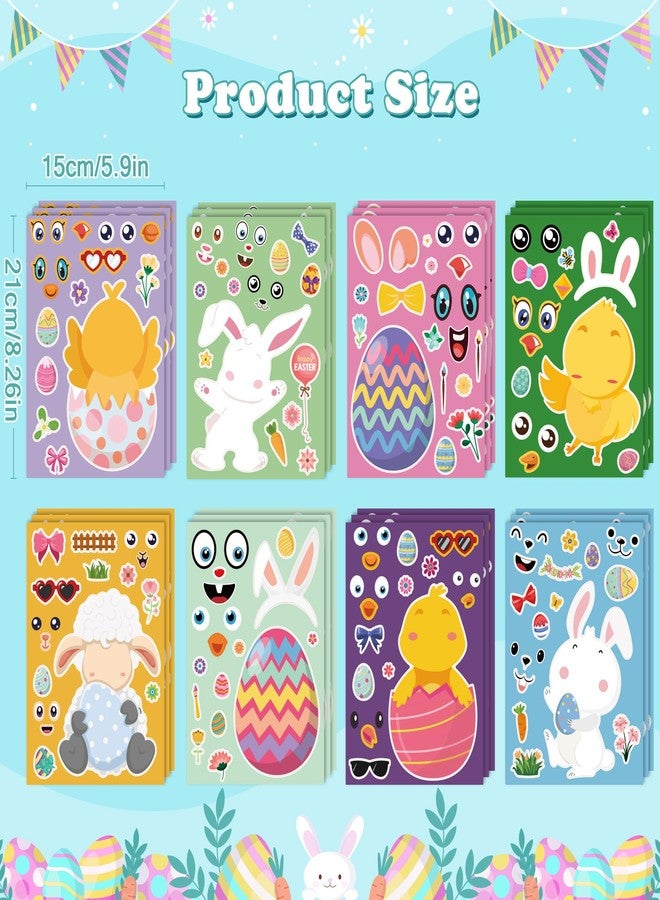 OHOME Easter Basket Stuffers for Kids - DIY Happy Egg Bunny Sticker Crafts Stickers for Toddlers,Kids Easter Gifts Decor Treats Games Toys Activities Party Favor Supplies(24 Sheets) - Image 2